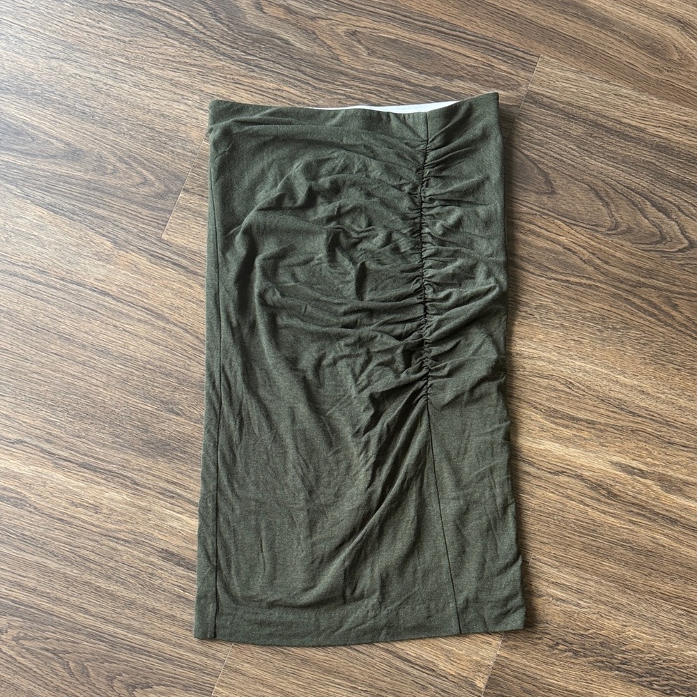 Ann Taylor Olive Green Ruched Pencil Skirt